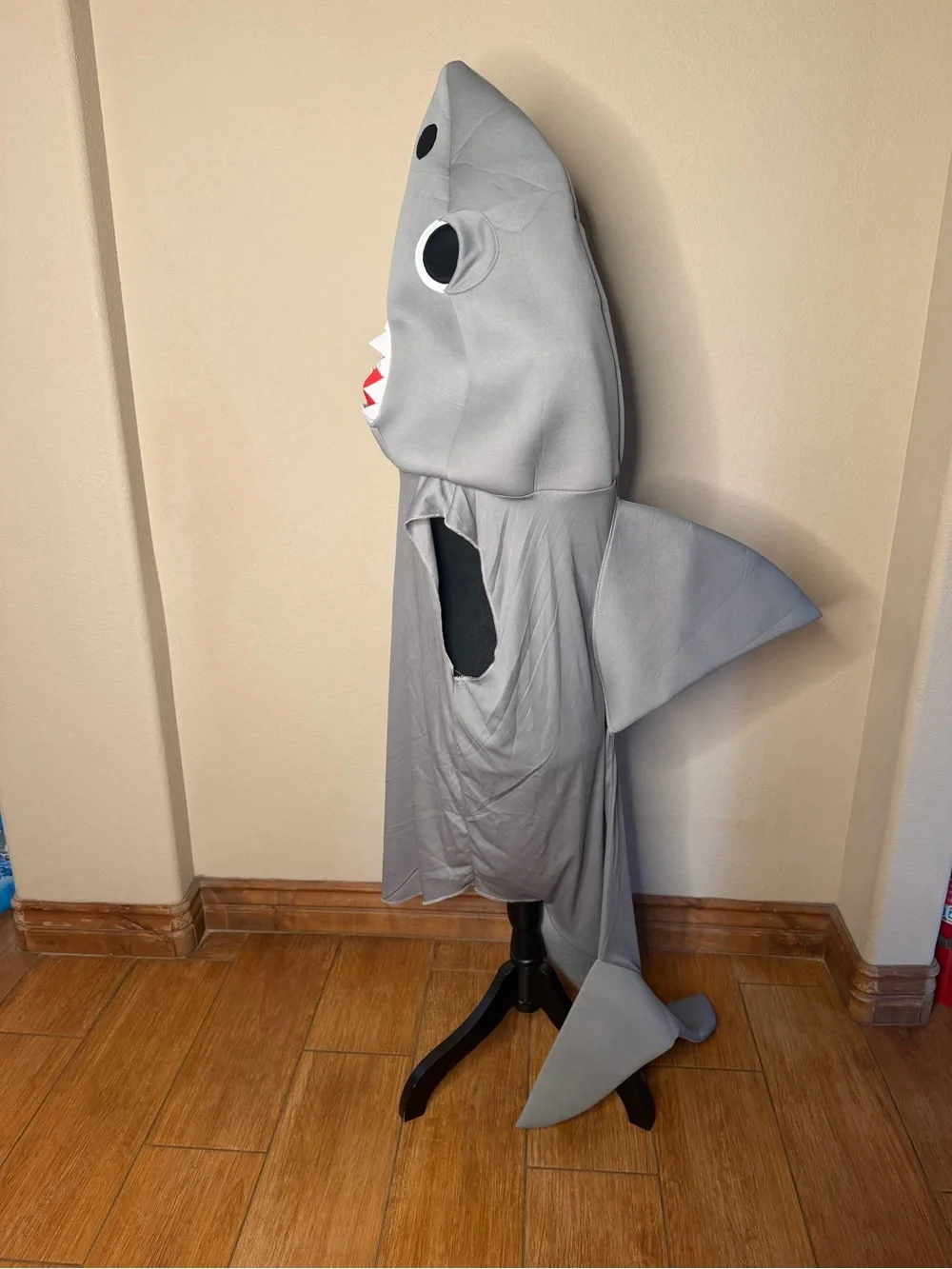 ADULT Gray Shark Costume with Red Mouth Trim one size.